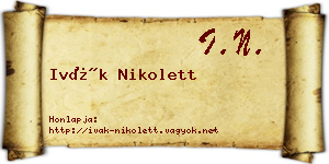 Ivák Nikolett névjegykártya
